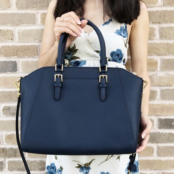 Michael Kors Ciara Large Satchel Bag Navy - Picture 6 of 8